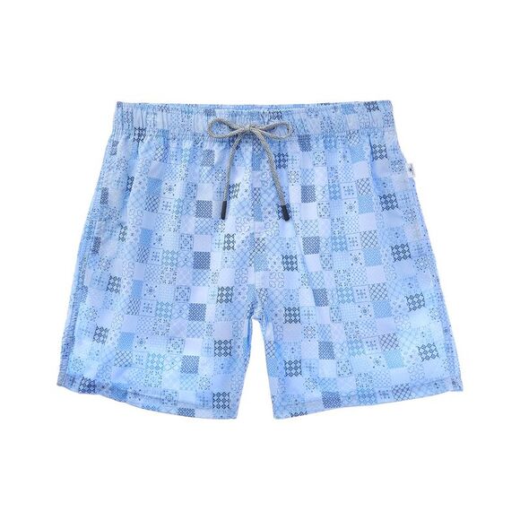 Vintage Summer Mens  Ponji Volley Swim Trunk, Blue - Picture 1 of 3